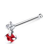 Red Diamond Dangling Bone Nose Stud NSKD-830